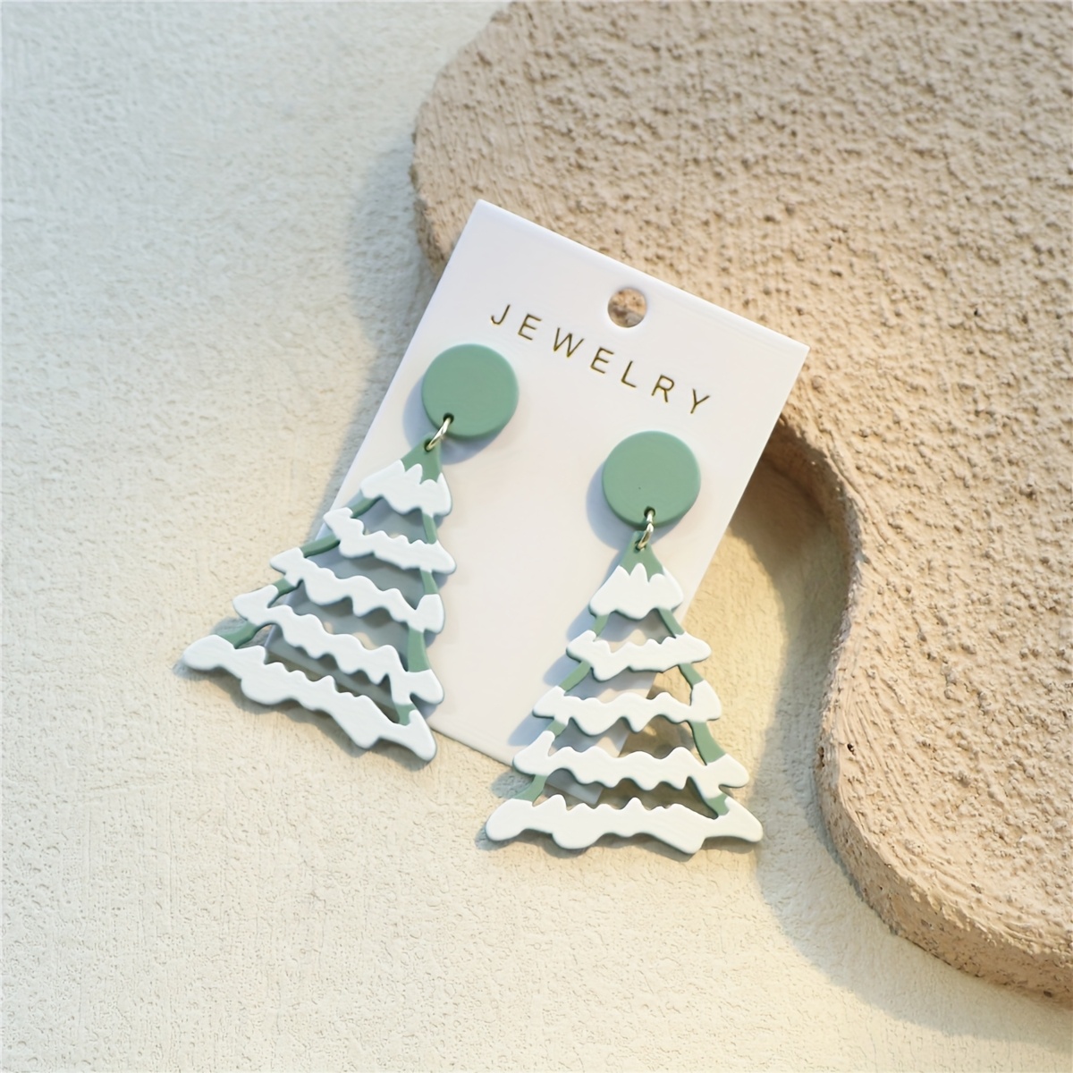 Women's Christmas Hollow-Out Light Green Tree Earrings